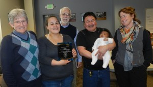 Left to right: Cyndy Langmade, PA-C, Tania McMullen, CHA III, Dr. Cooper, Moose Anahonak holding Tania's daughter Cyborg, and Dr. Cotton.